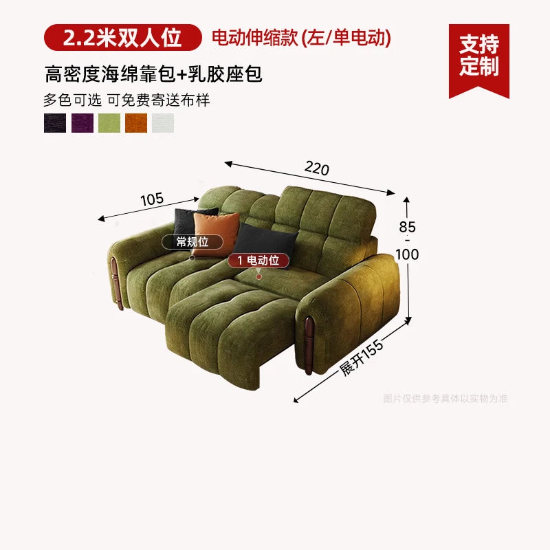 Chinese Style Living Room Sofa Multifunctional Smart Seating — Olive Green | KIMLUD