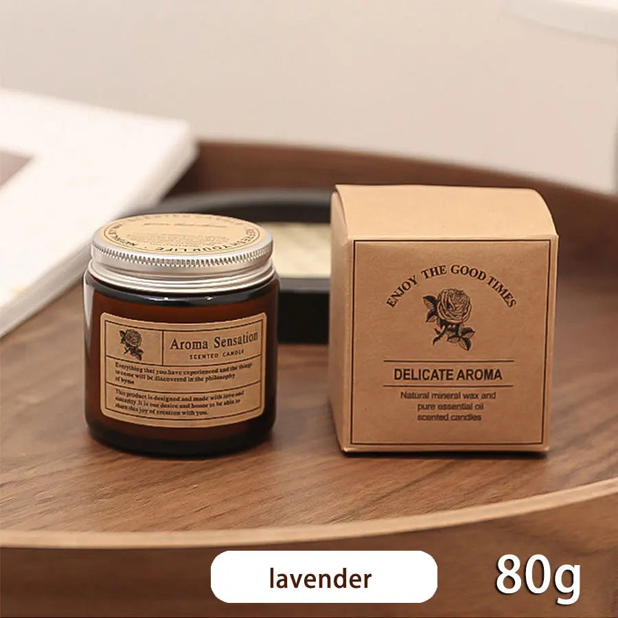 KIMLUD, 1pcs Brown Glass Cup Aromatherapy Candle Smokeless scented candle Suitable for Home Decoration Birthday Valentine's Day Gift, KIMLUD Womens Clothes