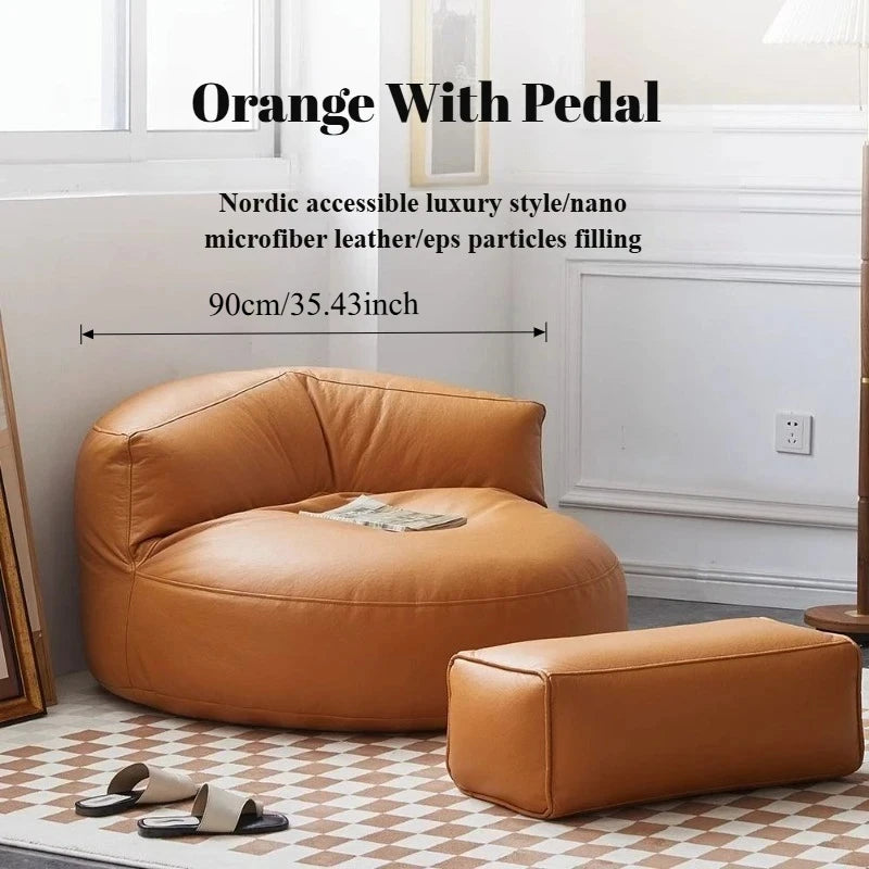 Lazy Sofas Living Room Single Sofa Modern Design Sofa for 1 Person Can Lie Down Beanbag Tatami Thickened Leather Home Furniture