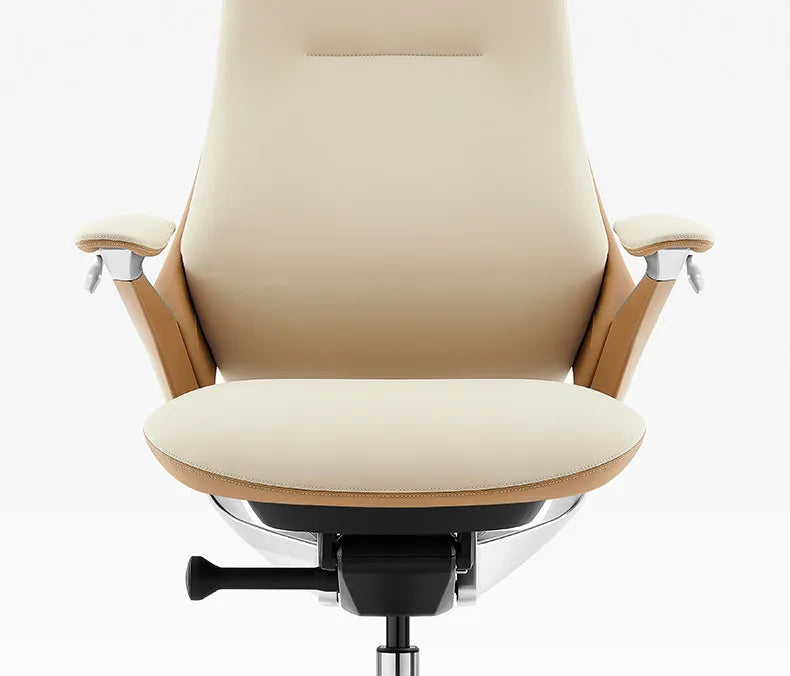 Leather Ergonomic Office Chair Solid — Ivory | KIMLUD