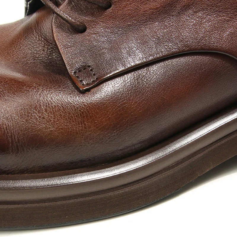 Soft Leather Mens Formal Shoes Luxury Quality Comfortable Brand Handmade Retro Genuine Leather Daily Wedding Social Shoes Male