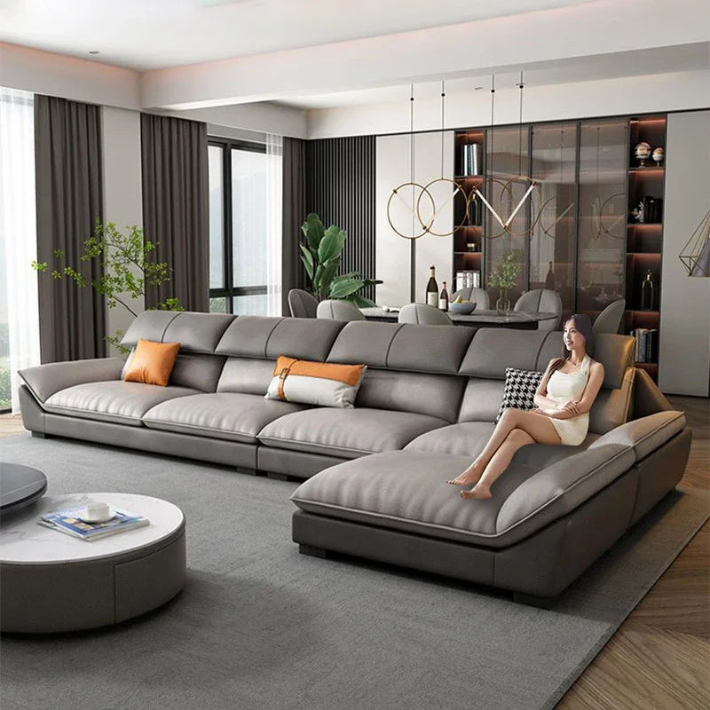 z Modern Home Decoration Microfiber Fabric Furniture Modern Luxury L-Shaped Sofa Living Room Combination Sofa