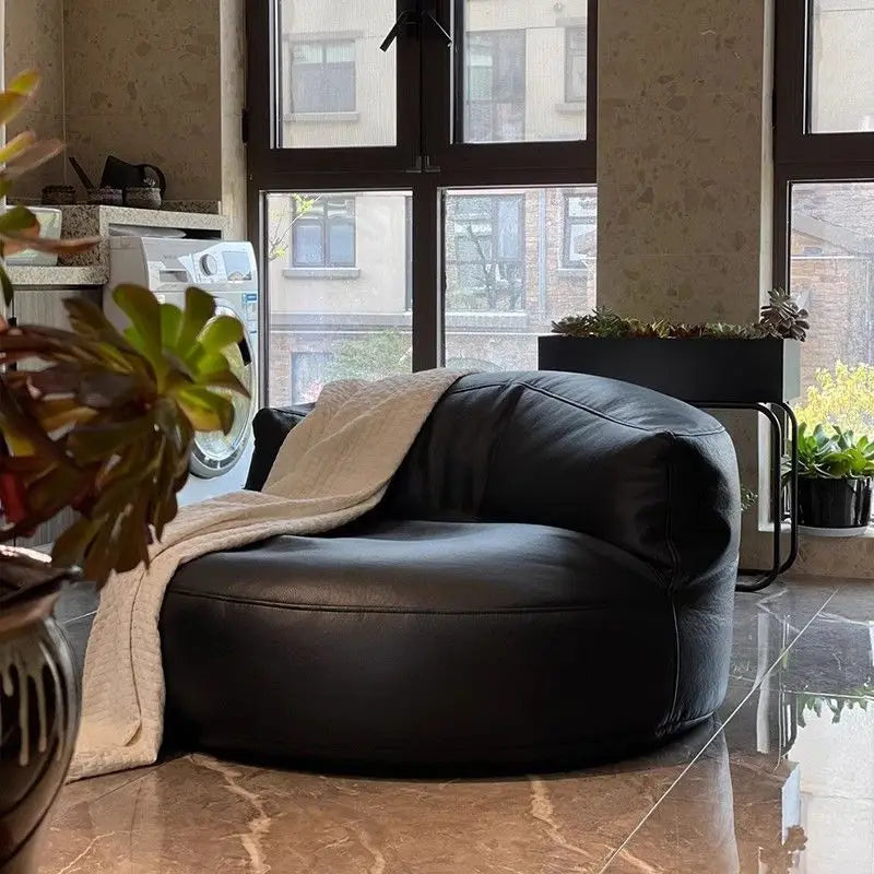 Lazy Sofas Living Room Single Sofa Modern Design Sofa for 1 Person Can Lie Down Beanbag Tatami Thickened Leather Home Furniture