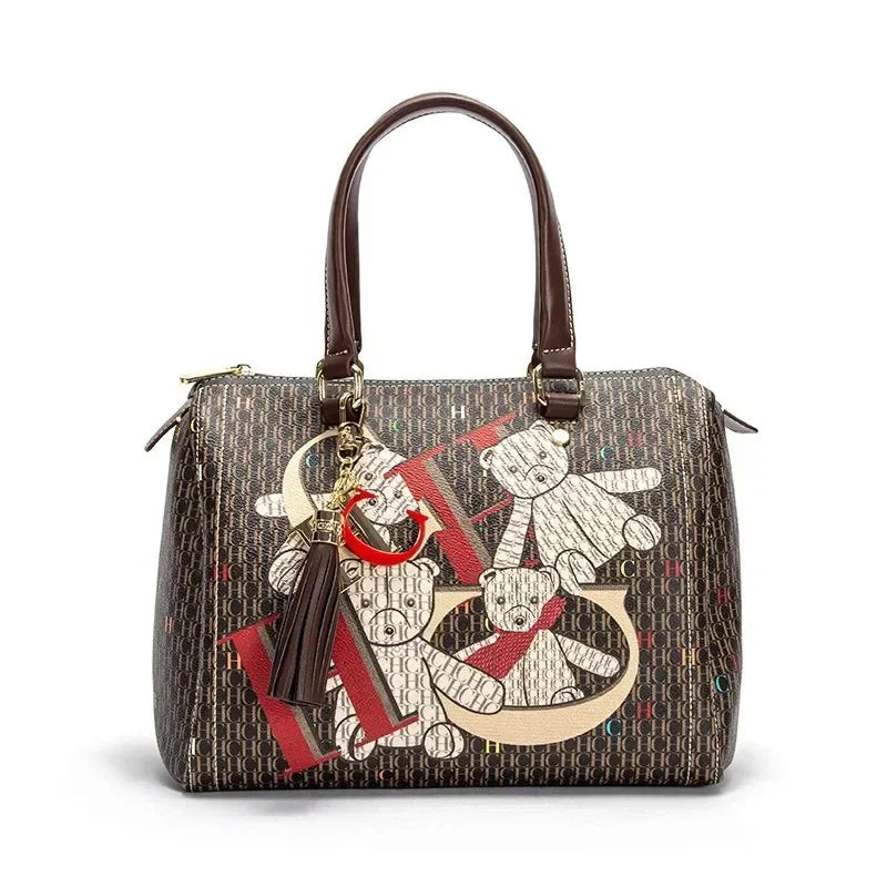 PVC Crossbody Bag Colorful Printed Monogram — Bronze | KIMLUD