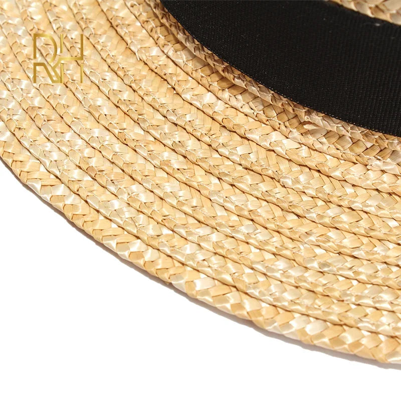 Wheat Straw Classic Boater Fedora Hat — Natural | KIMLUD