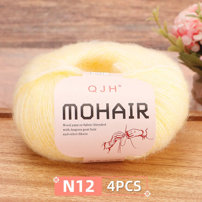Mohair Yarn Set 4-Skein Bundle, 130m Each — Multicolor | KIMLUD