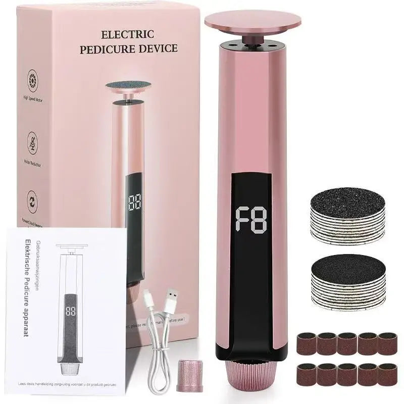 2 In1 Foot Care File Electric Foot Callus Remover Leg Heels Remove Dead Skin Pedicure Tool Set and Replacement Sandpaper New