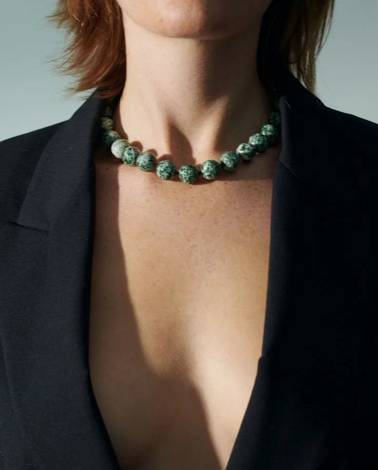 Malachite Coin Pendant Necklace Rope Knot — Green | KIMLUD