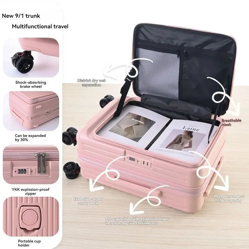 19 minutes ago, the expandable zipper box with an open lid is 20 inches. It is a male suitcase and a travel suitcase for female