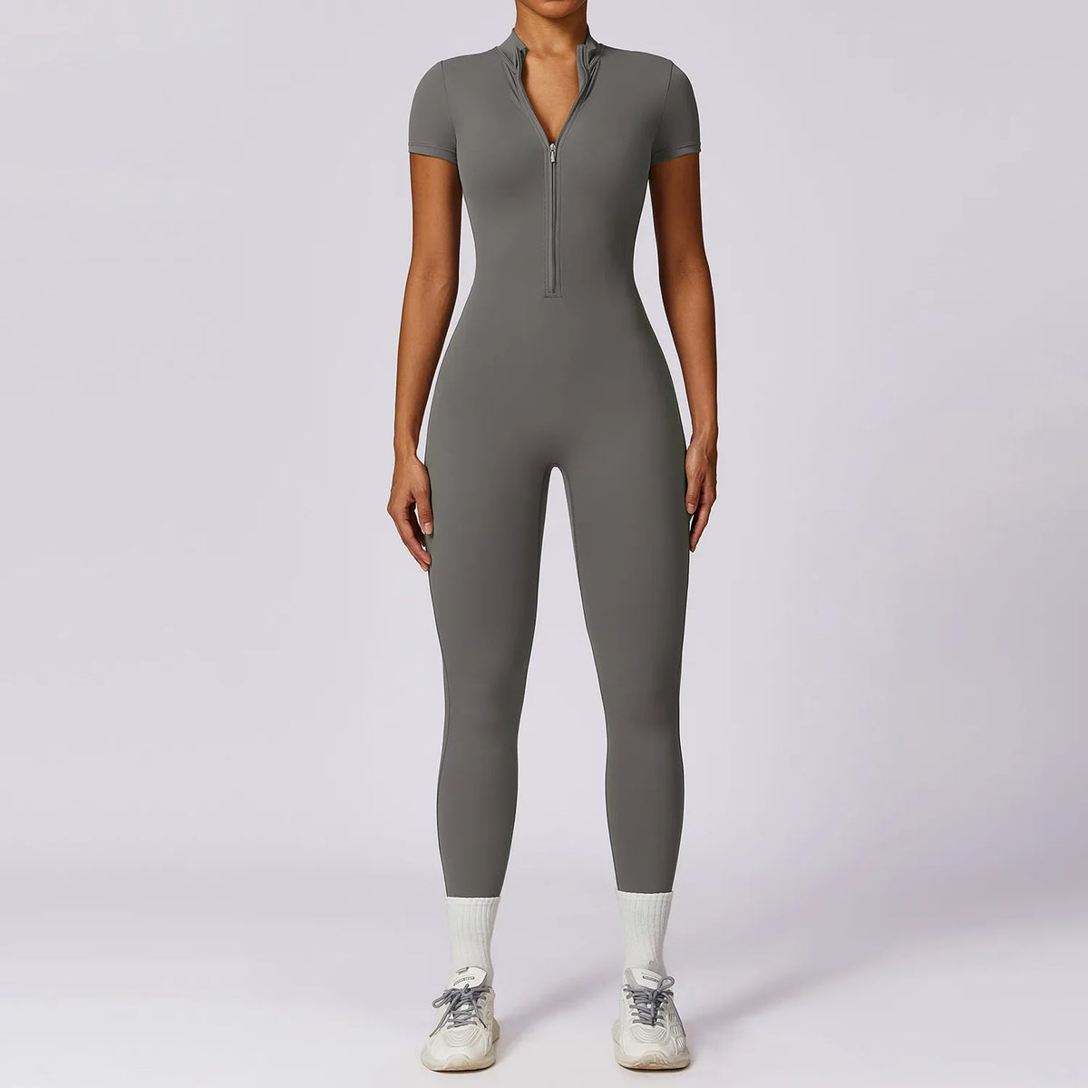 Yoga Jumpsuit – Seamless Zipper – Polyester Long Sleeve | KIMLUD