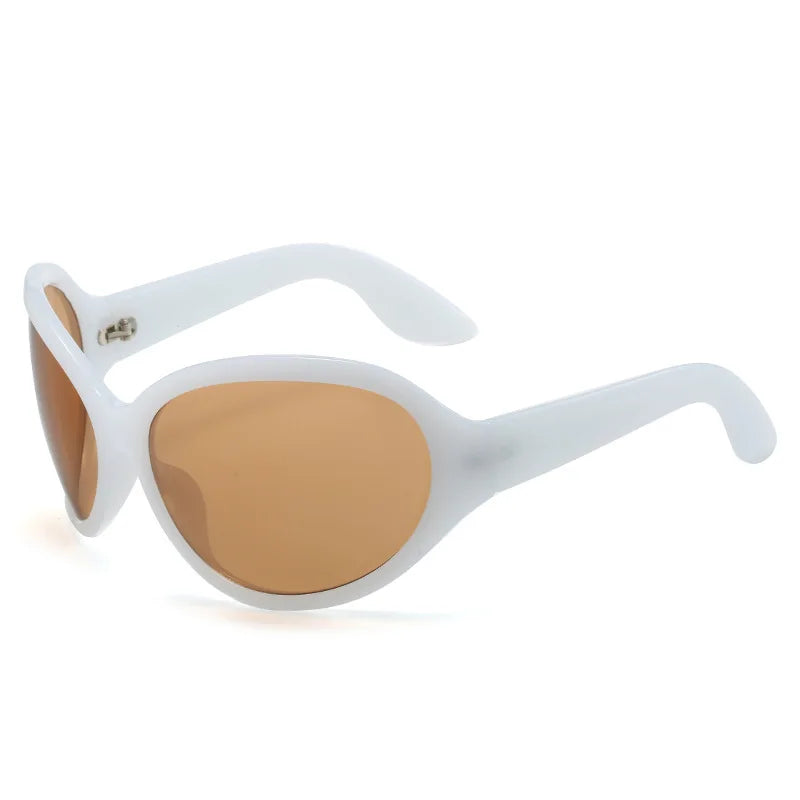 Oversized Punk Oval Sunglasses UV400 — Black | KIMLUD