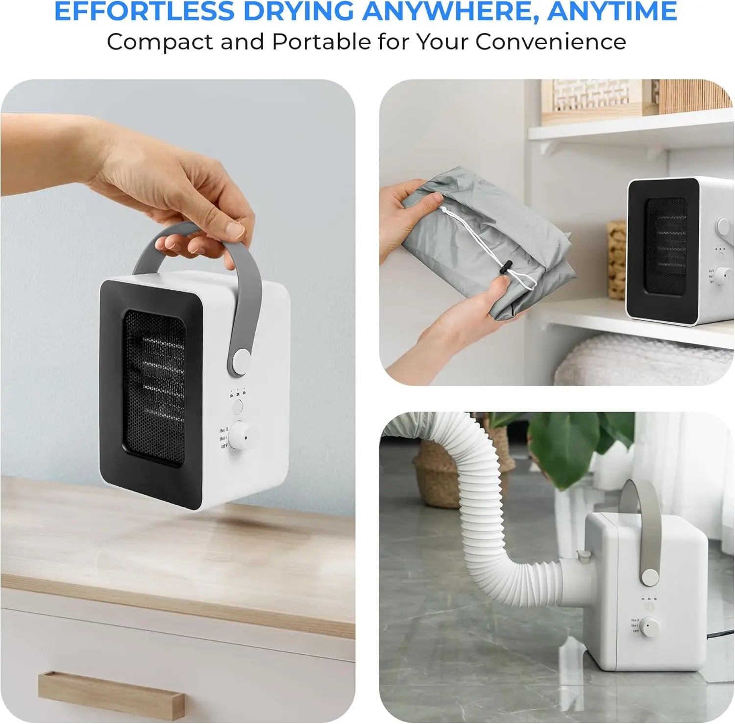 Electric Portable Clothes Dryer | 1000W Multi-Use Mini Heater & Aroma Diffuser for Home, Apartment, Dorm, Travel & RV Camping