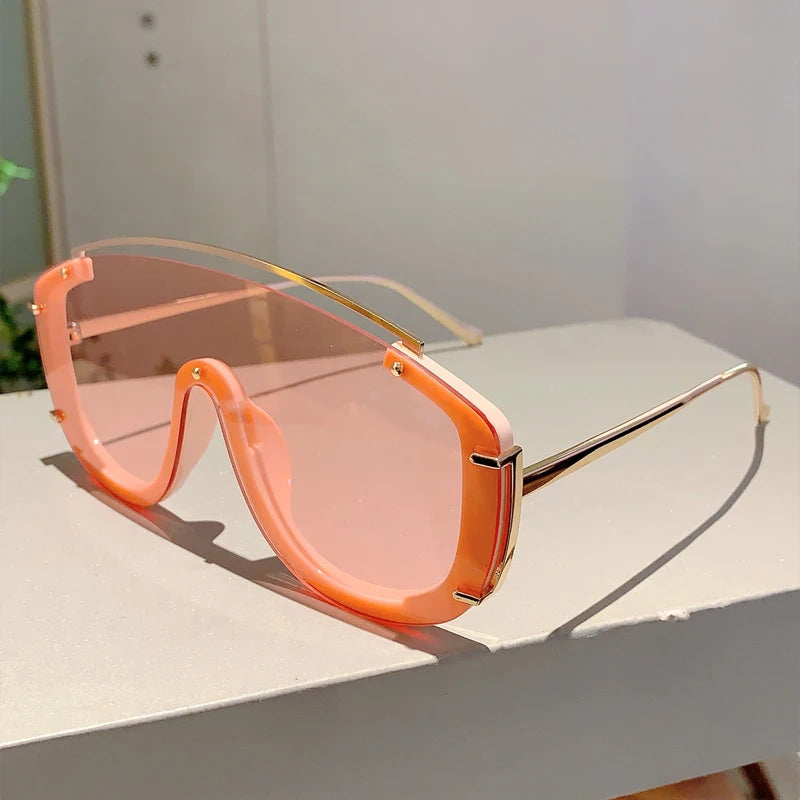 Leopard Print Sunglasses Oversize Metal Frame — Leopard | KIMLUD