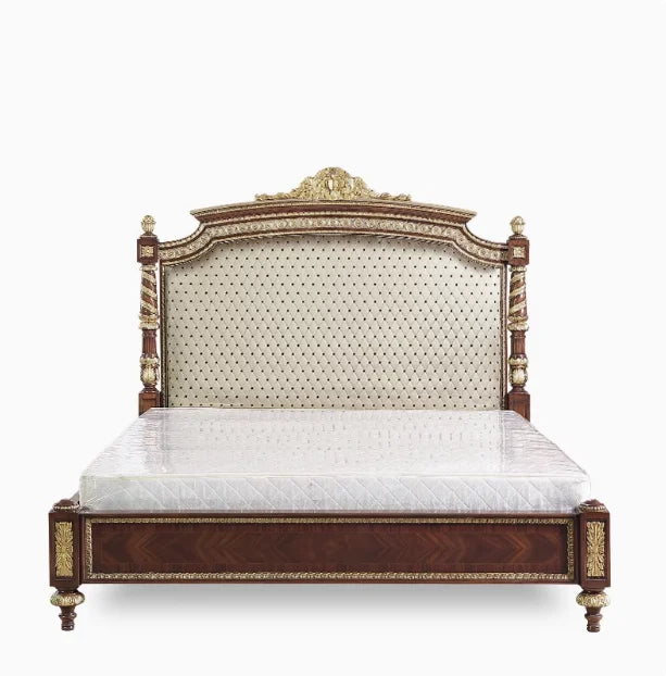 Ivory-Cream Upholstery Double Bed Square Frame — Ivory | KIMLUD