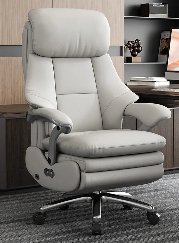 Leather Recliner Solid Office Chairs — Ivory | KIMLUD