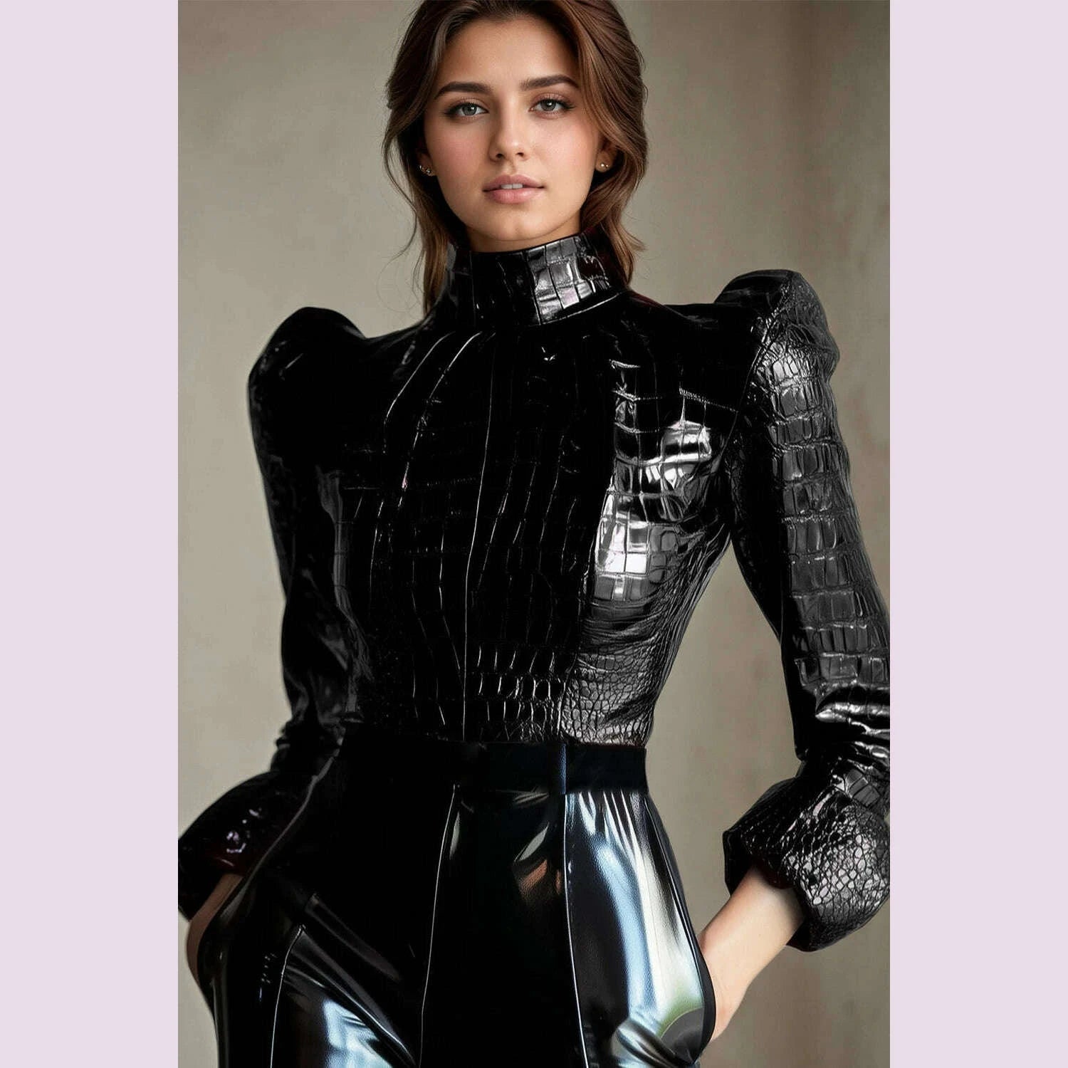 pu-faux-crocodile-leather-t-shirt-for-women-stand-collar-puff-sleeve-high-street-vintage-grunge-goth-y2k-tops-long-sleeve-topkimlud-womens-fashion-34623768