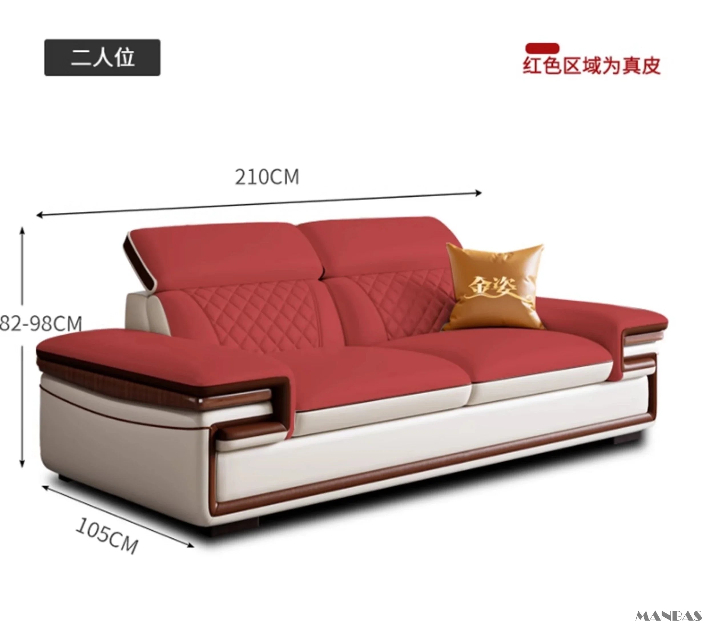 Genuine Italian Leather Sofa Set With Adjustable Headrests — Ivory | KIMLUD