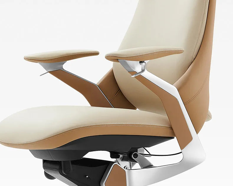 Leather Ergonomic Office Chair Solid — Ivory | KIMLUD