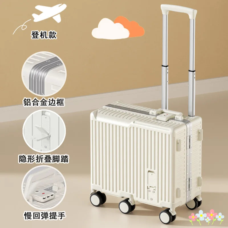 20 inch Mini Travel Suitcase Aluminum Frame Box Luggage Organizer Chirldren Ride Case Small Password Box Boarding Case
