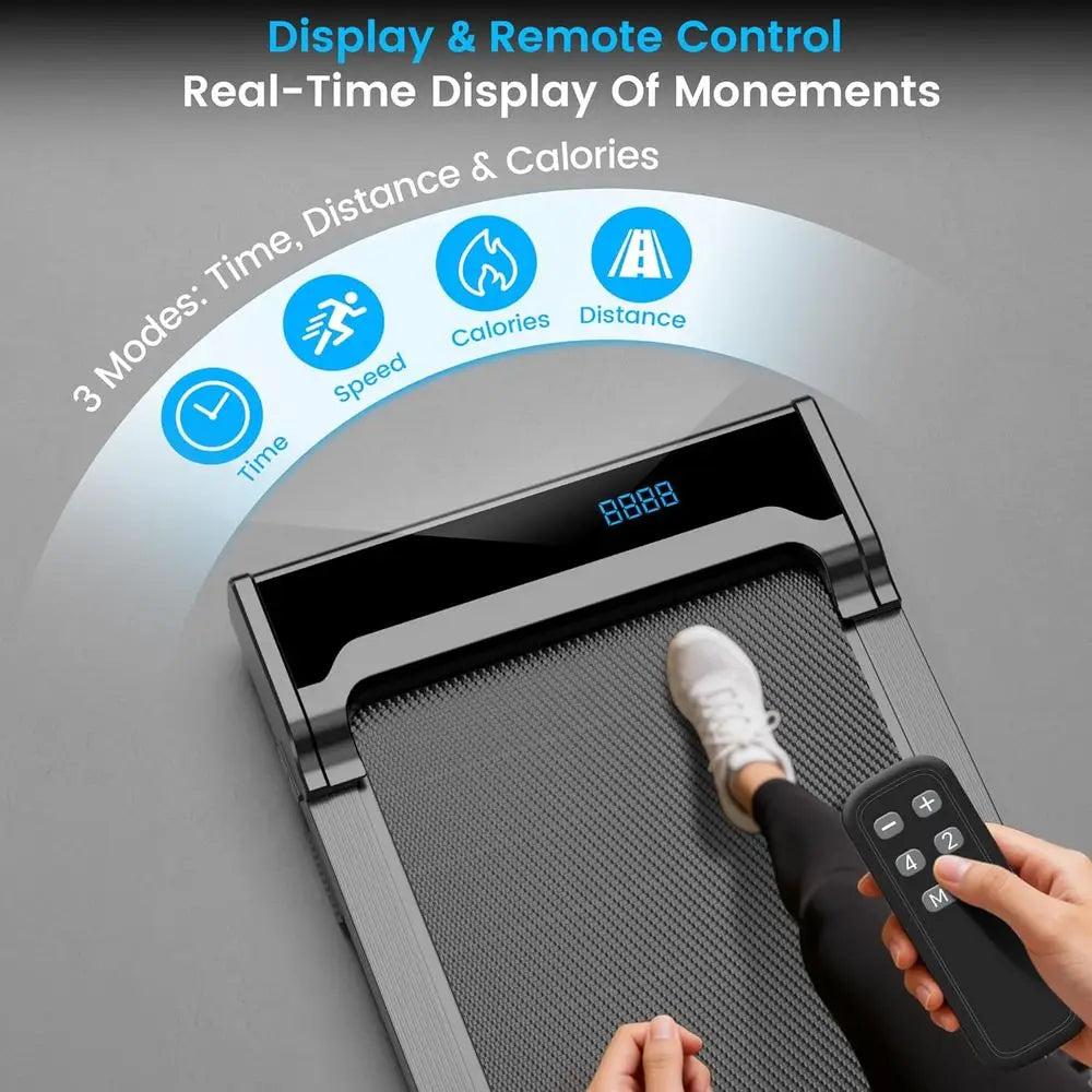 Sleek Steel Portable Treadmill Adjustable Speed, 220 Lbs Capacity, For Home Use — Black | KIMLUD