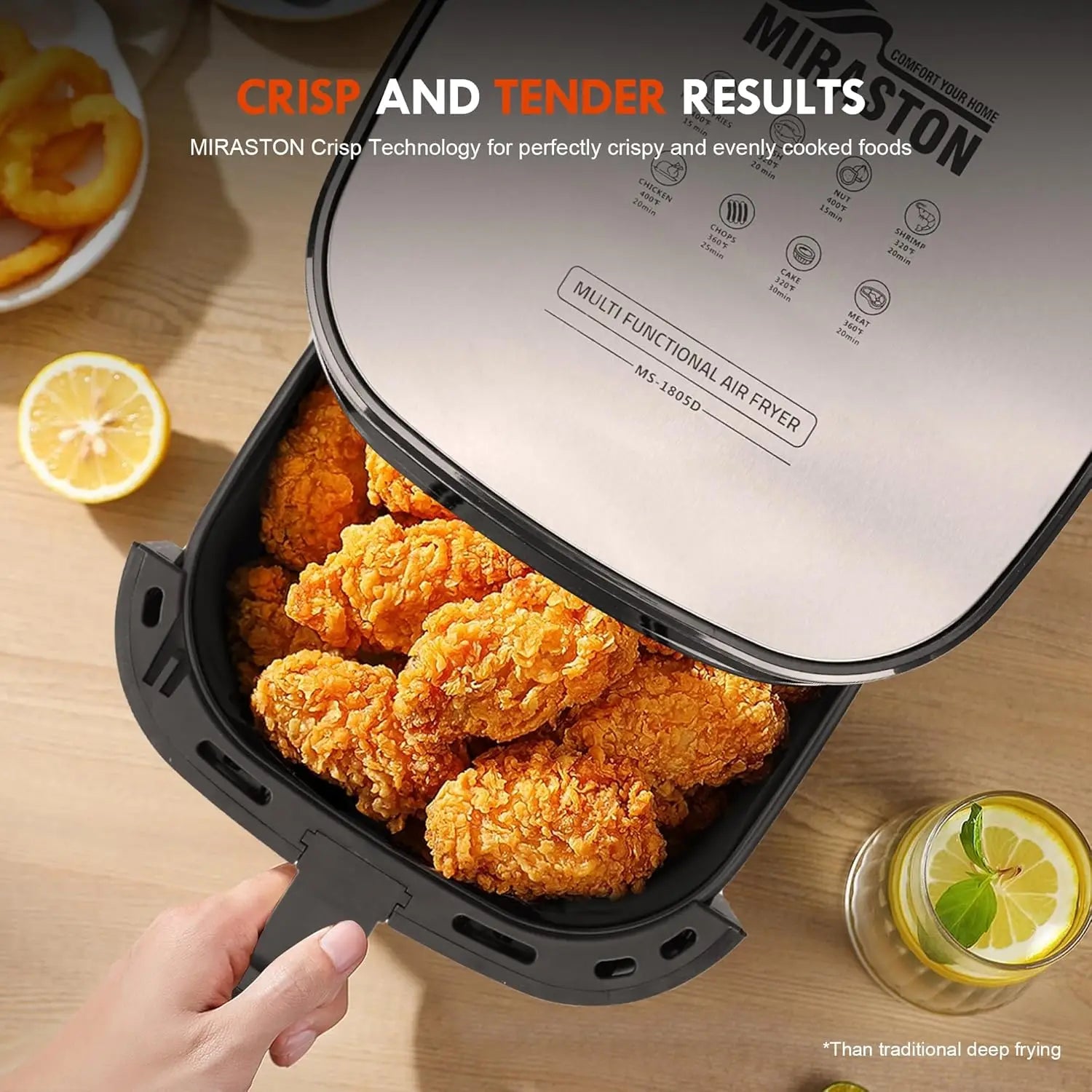 6.5QT Air Fryer with Visual Window, Smart Digital Air Fryers, 8 Presets Recipes for Fast Easy Meal, Snack, Dessert, Main Dishes,