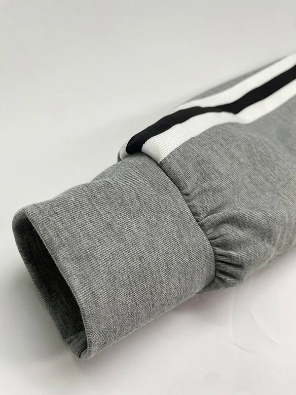 Stretch-Knit Polyester Spandex Jacket Raglan Sleeve Color Block V-Neck — Gray | KIMLUD