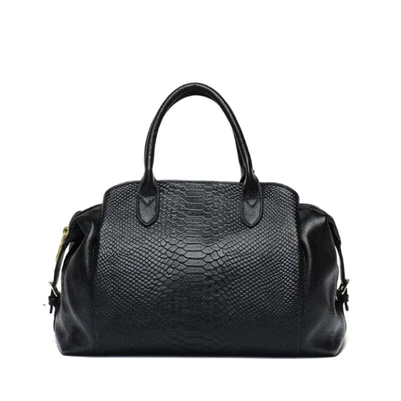 KIMLUD, Aidrani Light Luxury Genuine Leather Women's Bag with Crocodile Pattern Large Capacity Women's Handbag Black Commuter Multi func, KIMLUD Womens Clothes