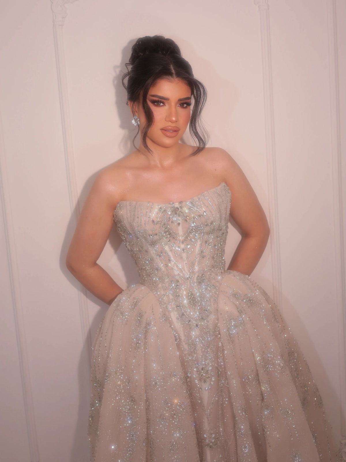Ball Gown – Sequin Sweetheart Strapless – Chiffon – Silver | KIMLUD