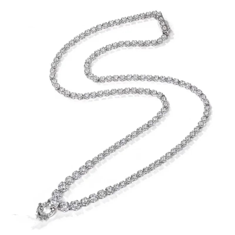 Pendant Necklace - Heart-Shaped Zircon Pendant - Sterling Silver | KIMLUD