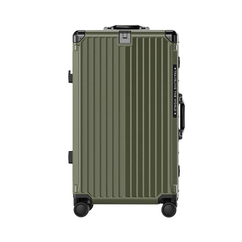 Aluminum Frame Travel Suitcase 30 Inch Large Capacity With Expandable Interior — Deep Red | KIMLUD