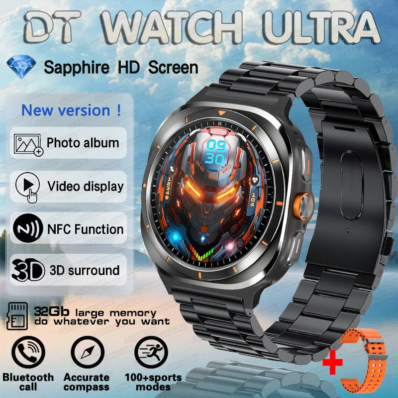 2025 New DT Watch 7 Ultra Smart Watch Men 32GB Memory Video GPS NFC 47mm AMOLED Fitness Sports Tracker Health Smartwatches Women