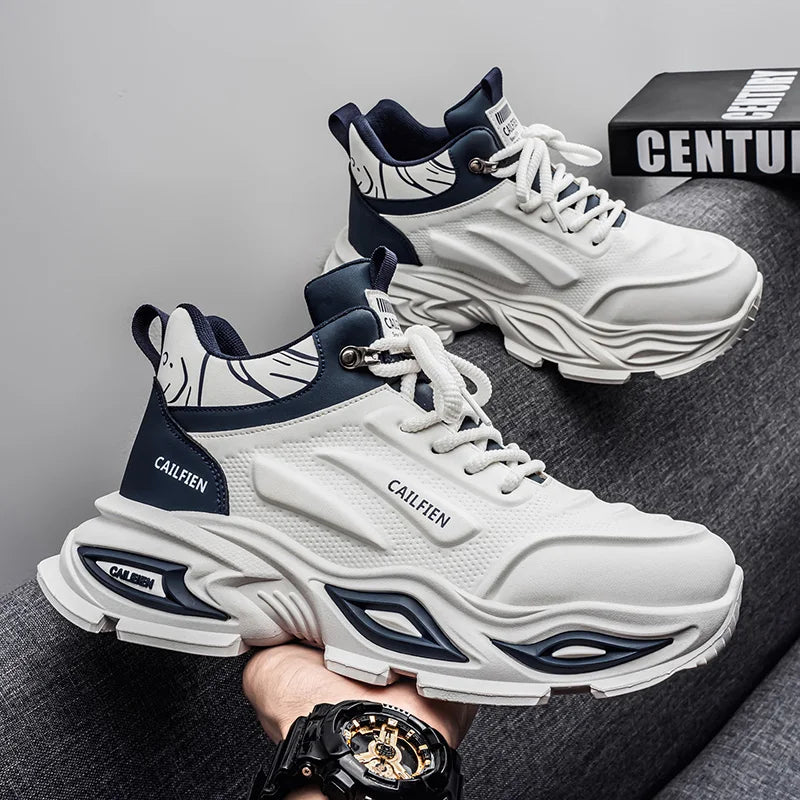 Men's Running Shoes – High Top – Wear-Resistant Thick Sole – All Season | KIMLUD