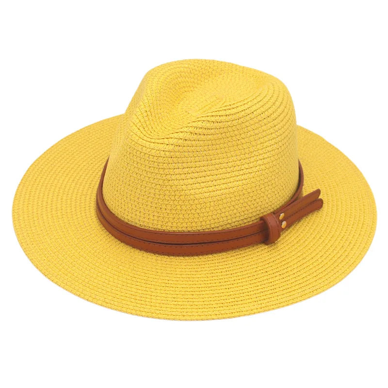 Straw Panama Sun Hat Grass-Knitted Breathable — Natural | KIMLUD