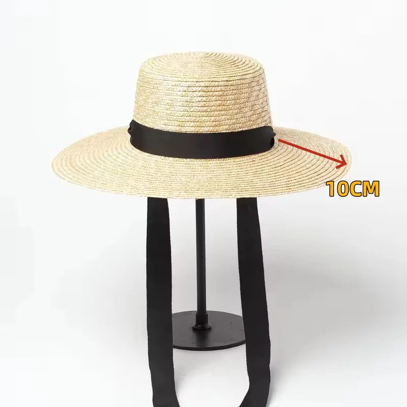 Straw Solid Fedora Hat Unisex Natural — Black | KIMLUD