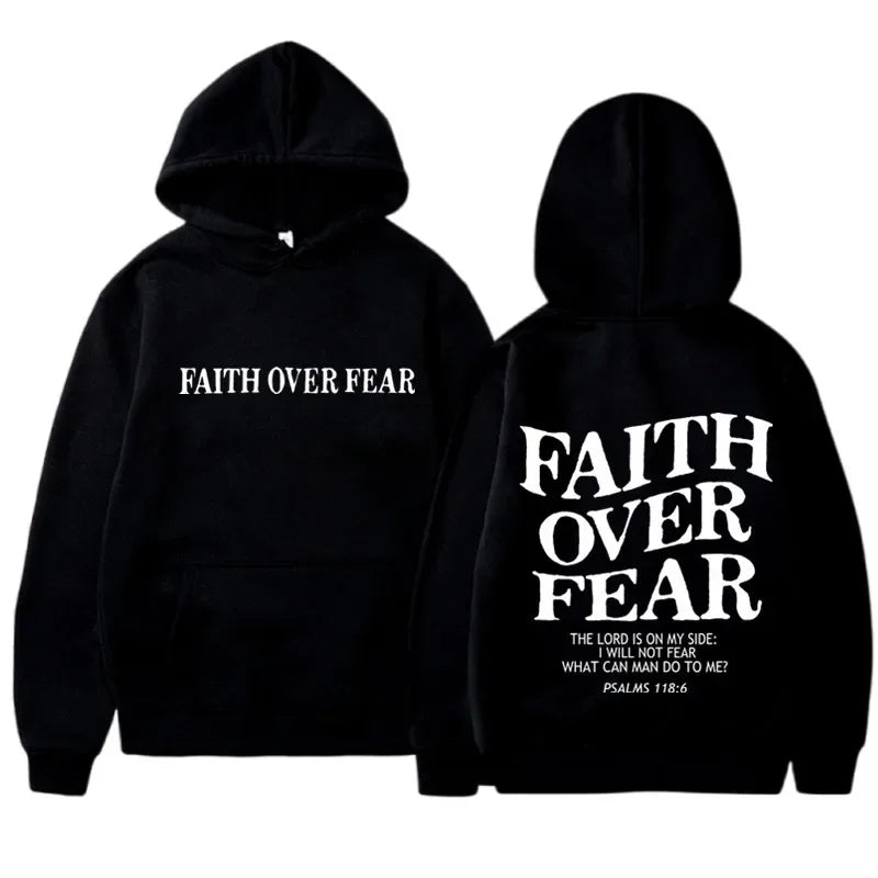 Hoodies – Faith Over Fear Print – Polyester Knit | KIMLUD