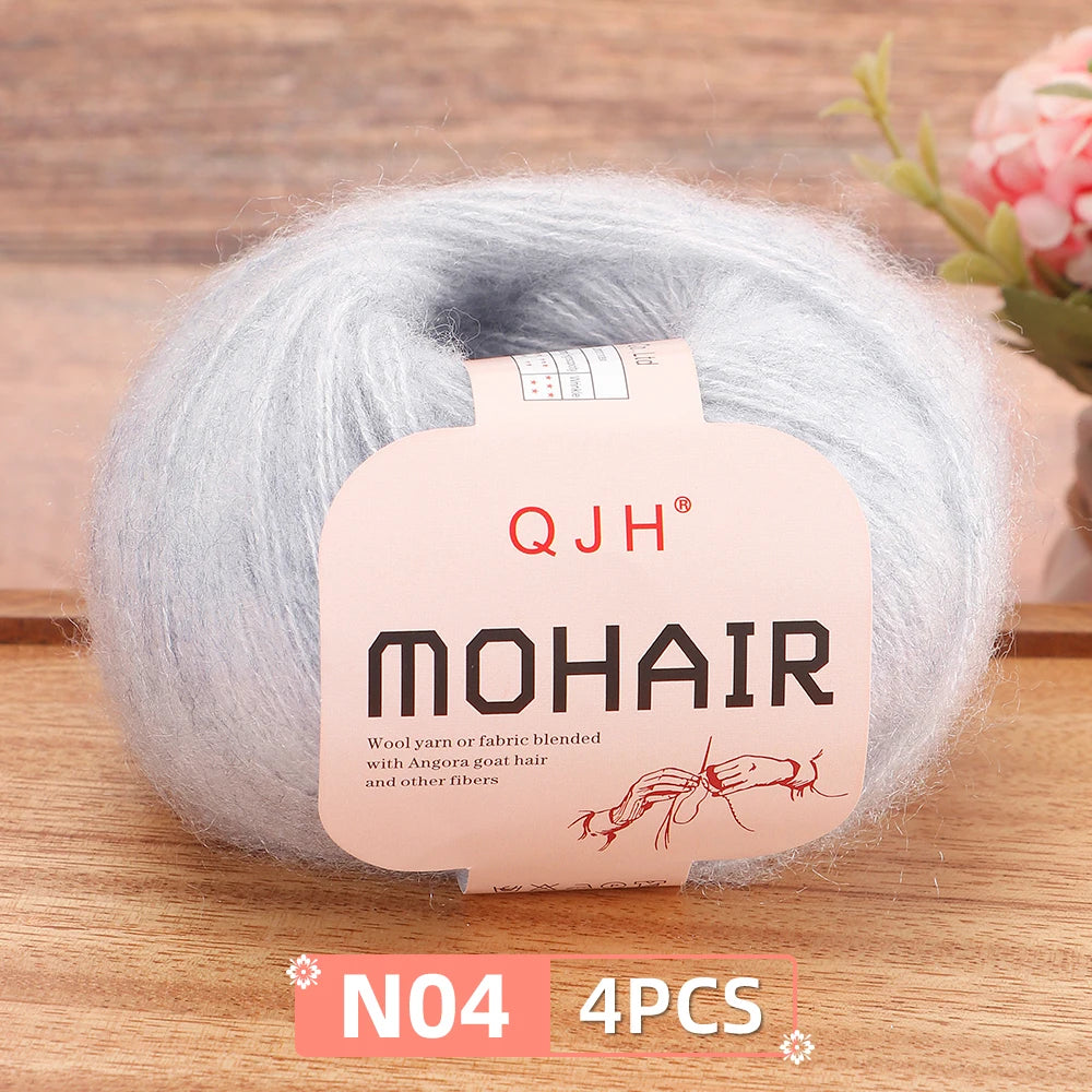 Mohair Yarn Set 4-Skein Bundle, 130m Each — Multicolor | KIMLUD