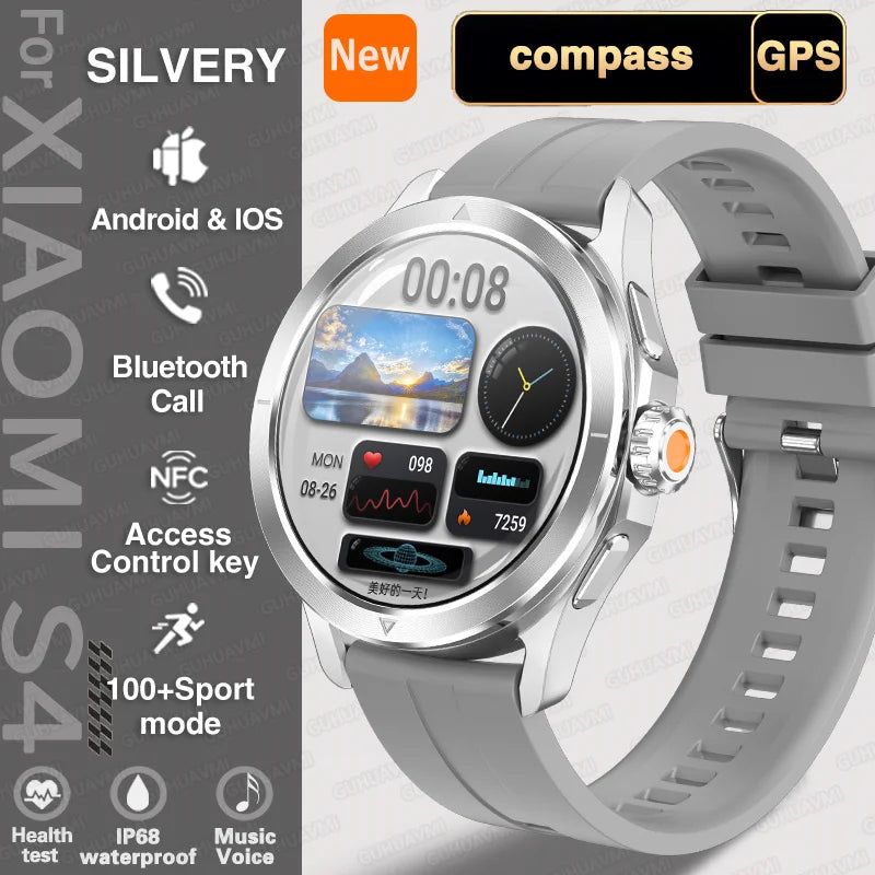 New S4 Ultra Outdoor Sports Men Watches HD AMOLED Display GPS Track Altimeter Heart Rate Bluetooth Call Waterproof Smart Watch