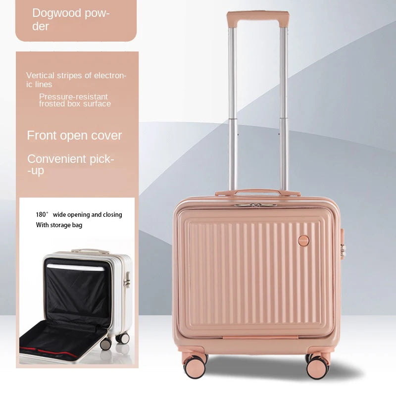 Front Opening Travel Suitcase Universal Wheel Rolling Luggage Bag Men and Women Lightweight Boarding Trolley Case18 20 Inch