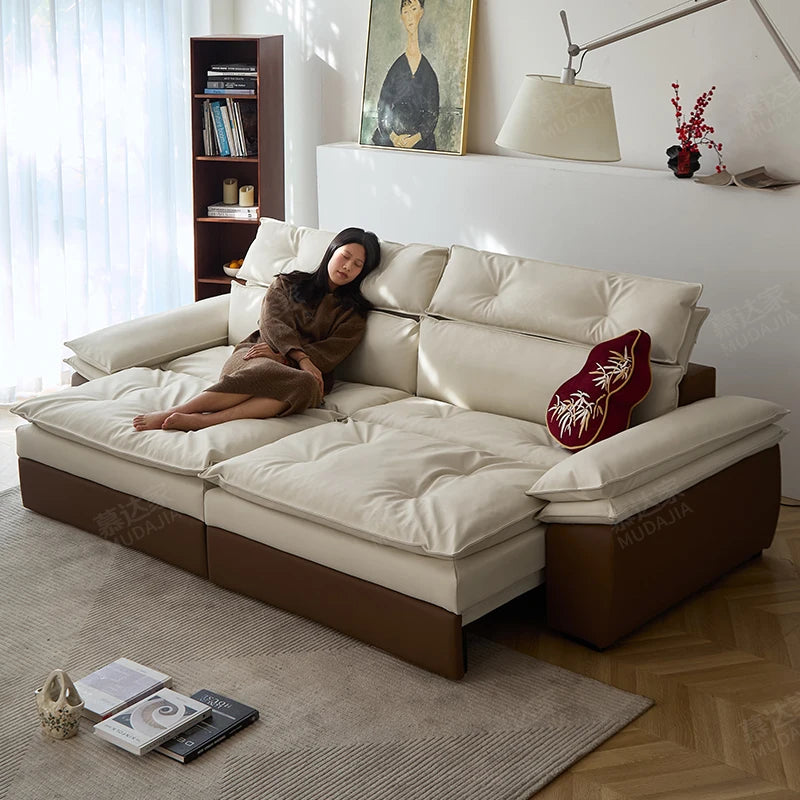 Minimalist L-Shaped Sofa With Multifunctional Design — Cream White | KIMLUD
