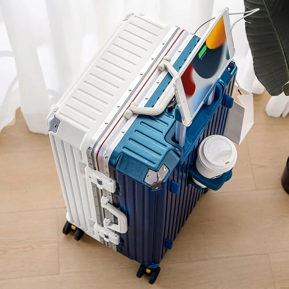 Aluminum Framed Luggage 30/32-Inch Large Cup and Phone Holder — Silver | KIMLUD