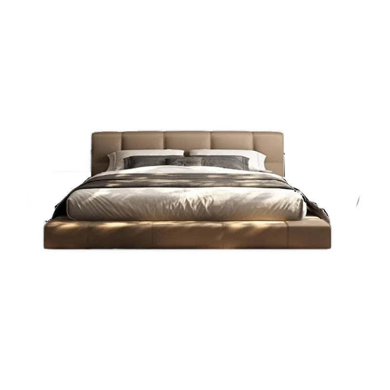 Leather Bed Romantic Italian Minimalist Upholstered Frame With Storage — Black | KIMLUD