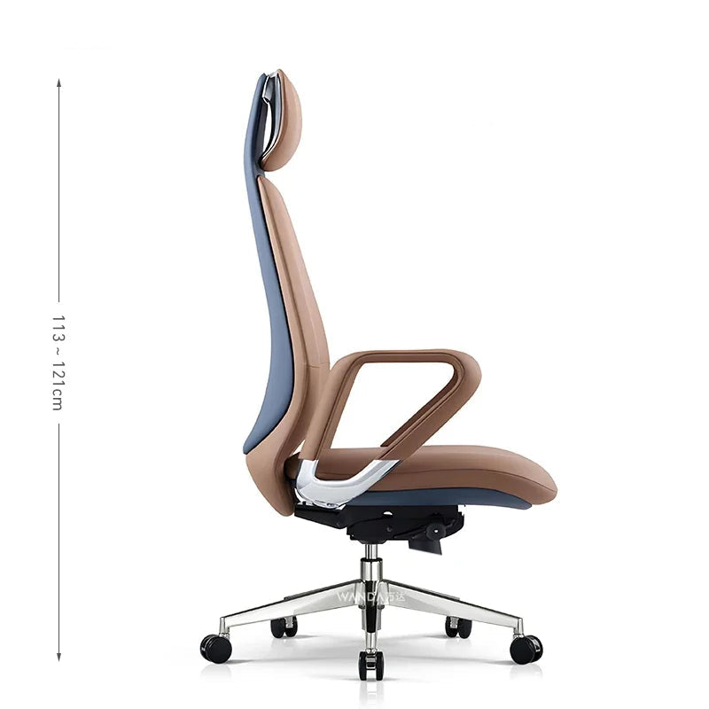 Elastic Leather Office Chair Ergonomic Modern — Blue | KIMLUD