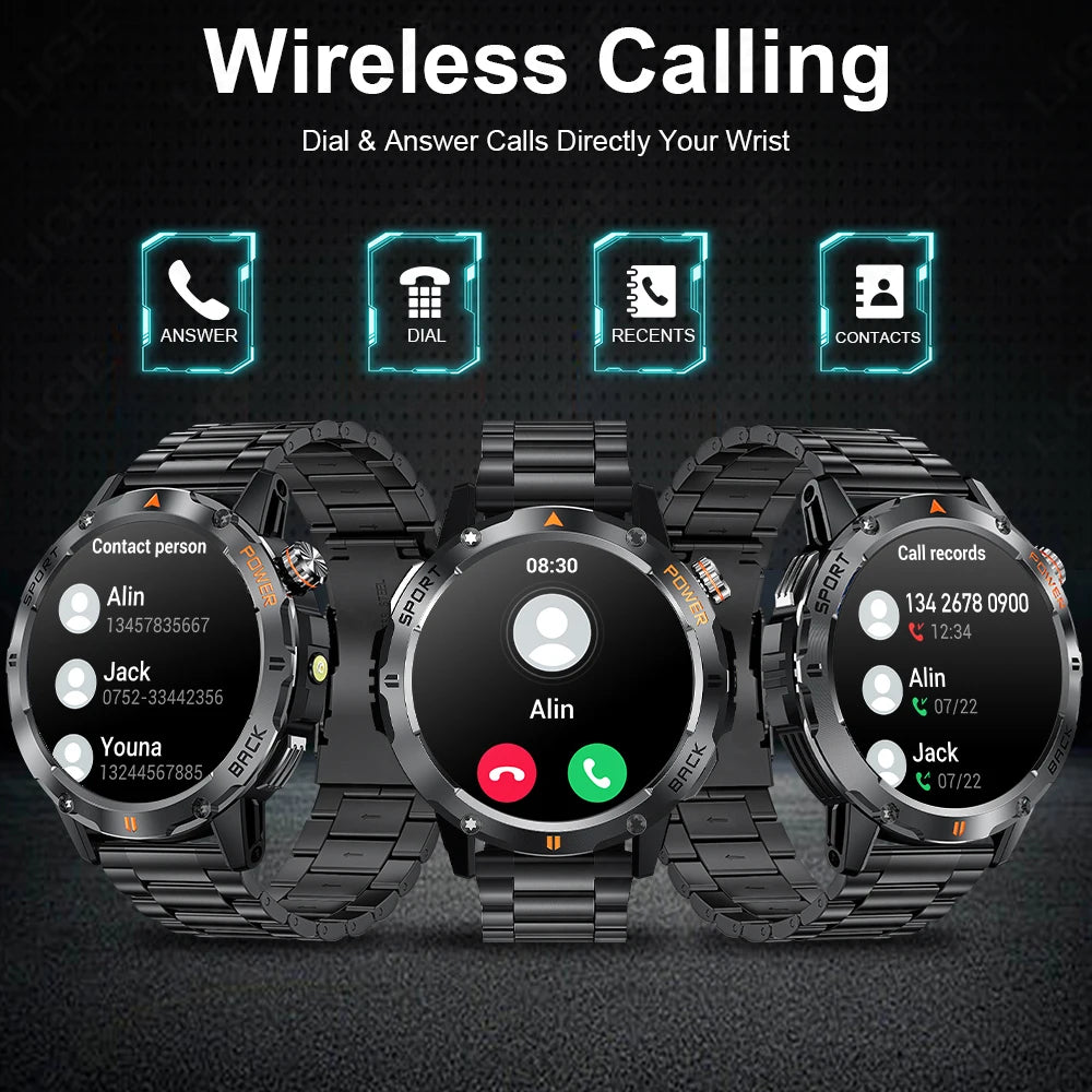 LIGE New Outdoor Compass Smart Watch 1.53'' Screen IP68 Waterproof Watches 400mAh Battery GPS Motion Trajectory For Android IOS