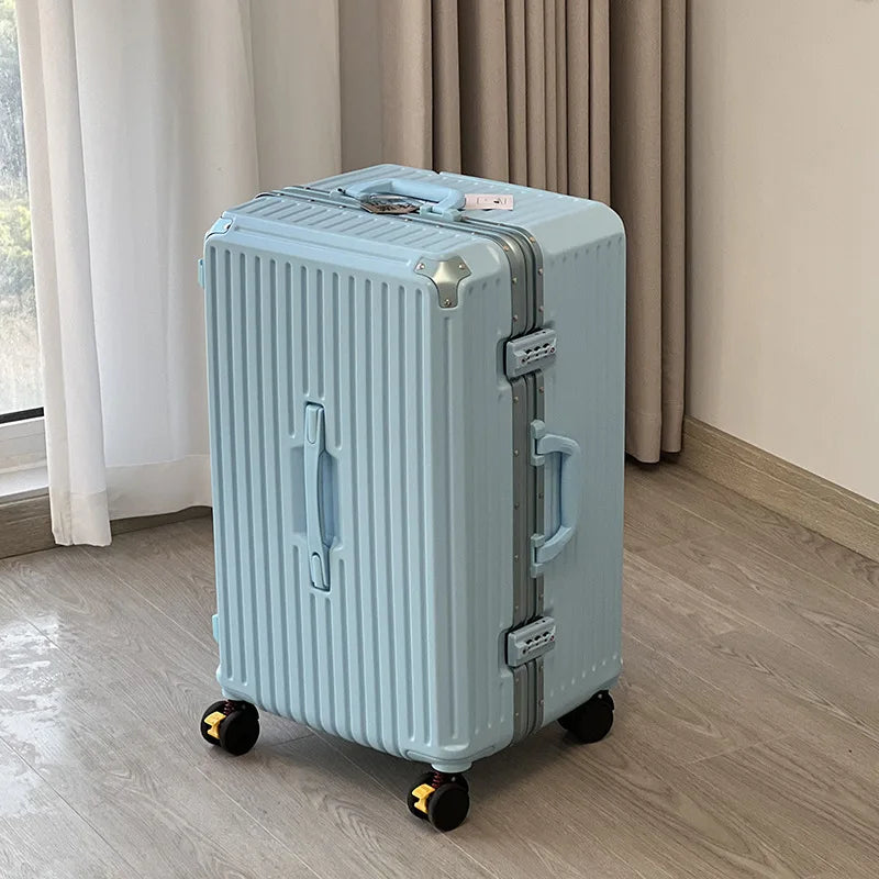 Large capacity 28-inch student thickened handle suitcase for girls, 26-inch aluminum frame travel suitcase for men