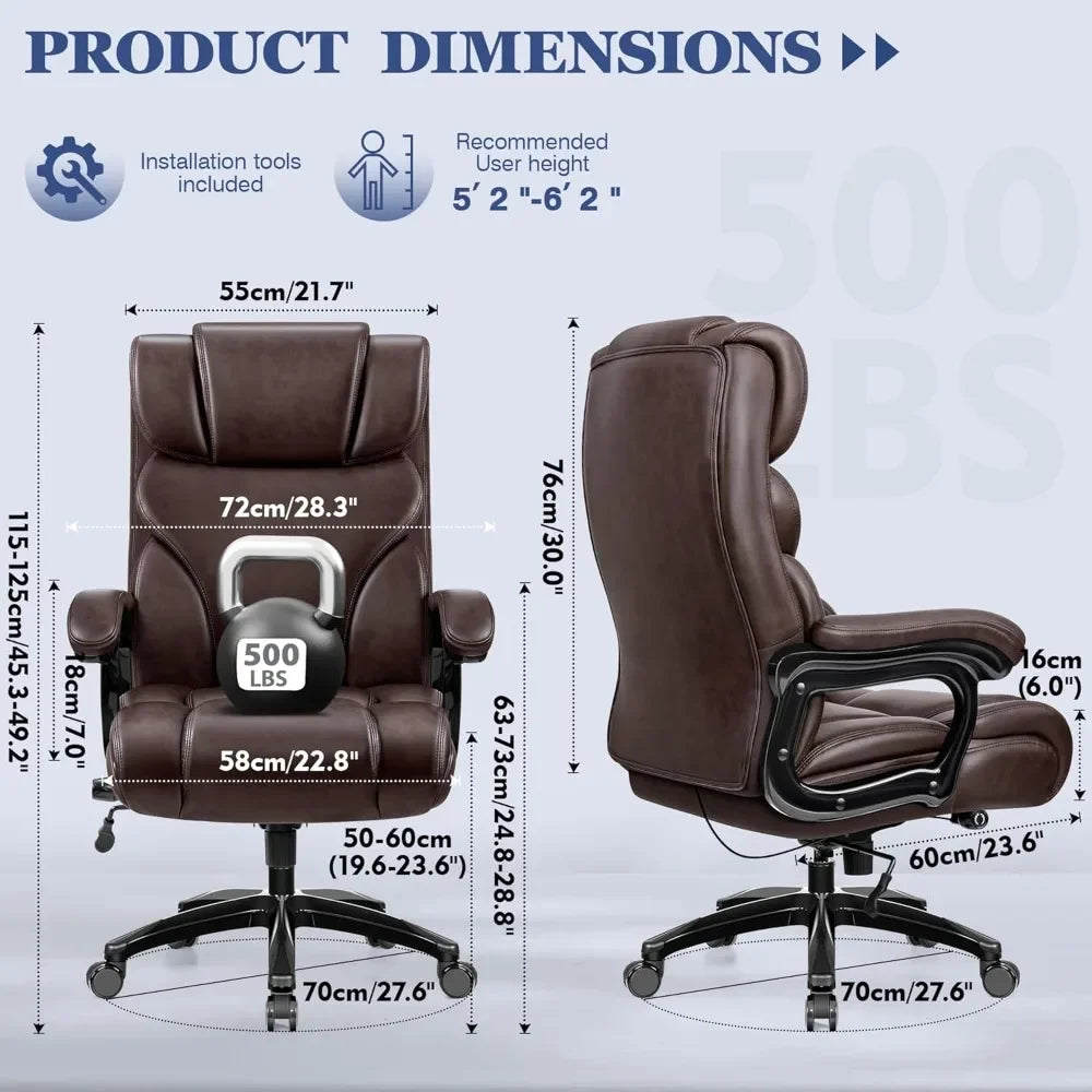 Ergonomic Office Chair 500lbs Capacity With Adjustable Lumbar — Espresso Brown | KIMLUD
