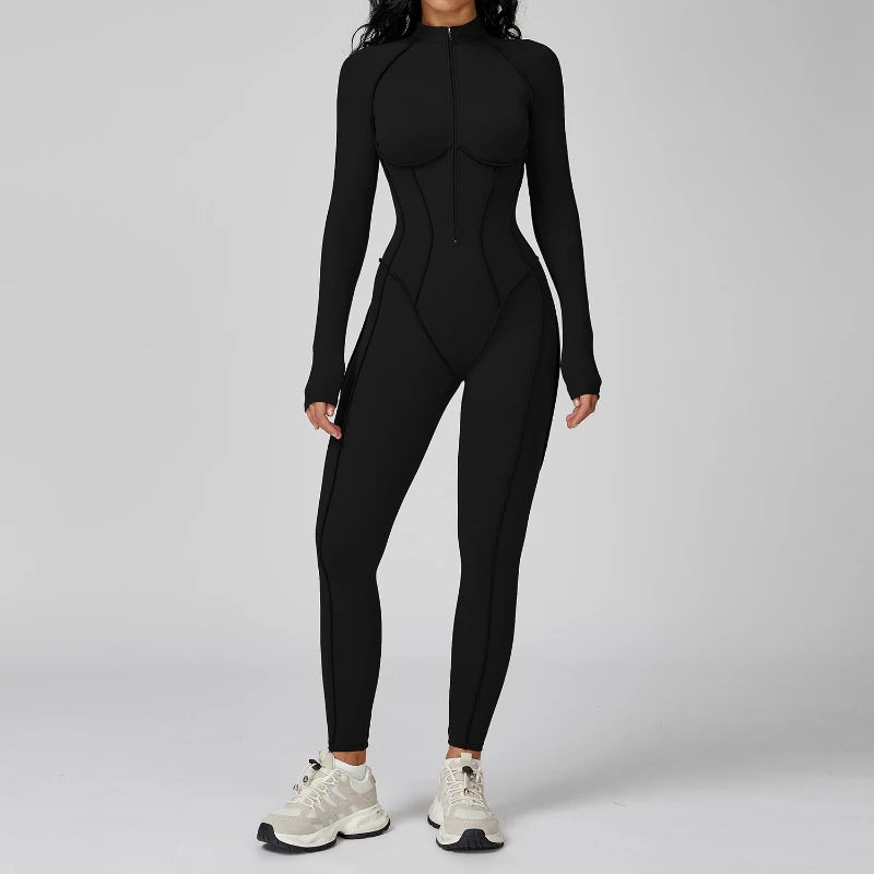 Yoga Bodysuit Long Sleeve – Moisture Wicking Nylon | KIMLUD