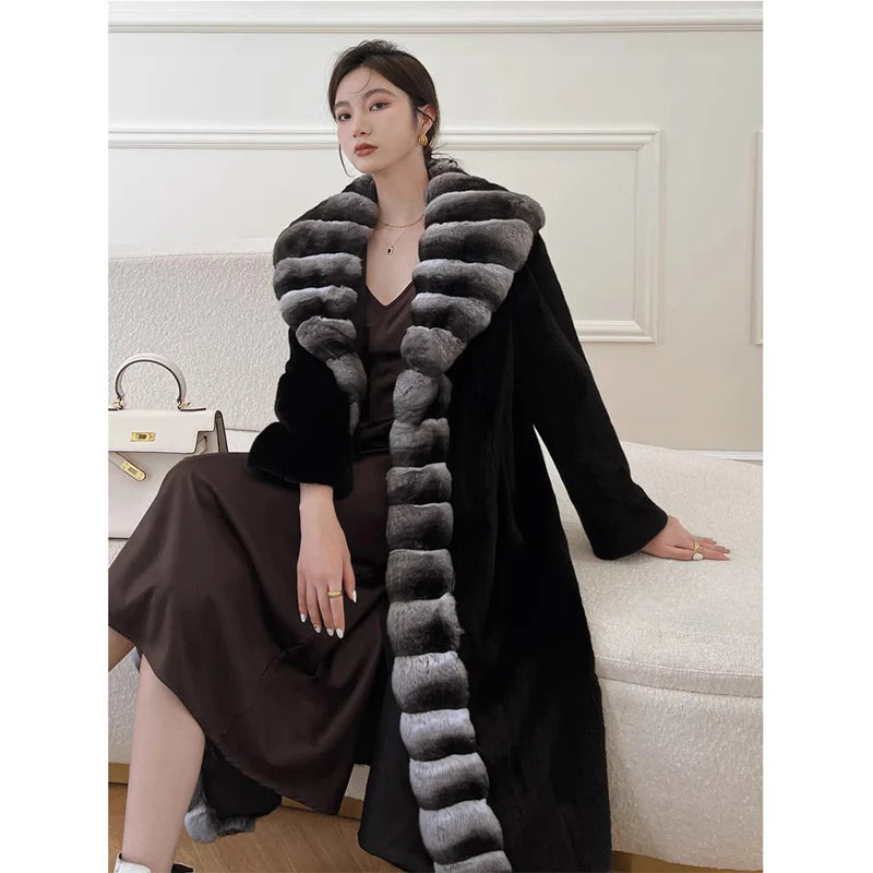 Mink Fur Coat – Velvet Finish – Long Silhouette | KIMLUD