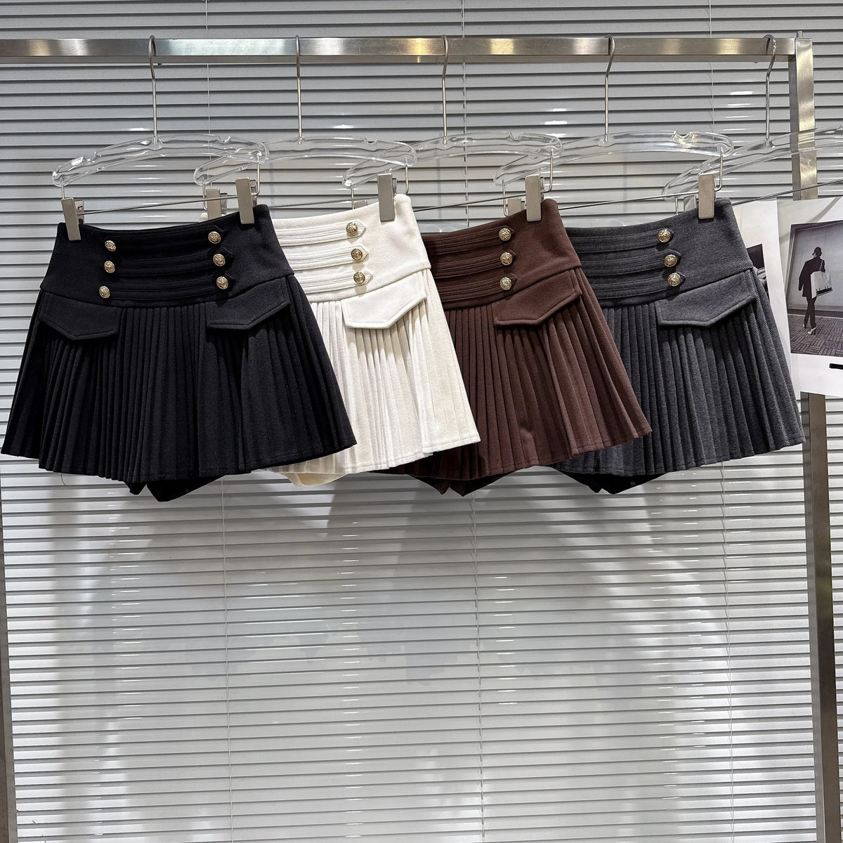 A-Line Skirt – High-Waisted Pleated – Polyester Blended | KIMLUD