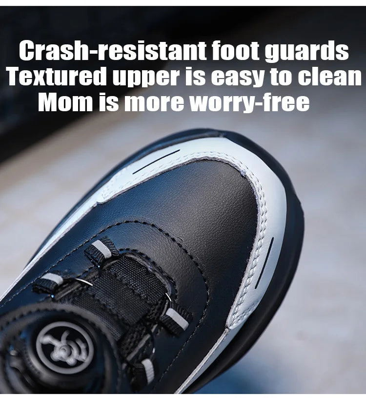Leather Running Shoes Anti-Slip Waterproof — Black | KIMLUD