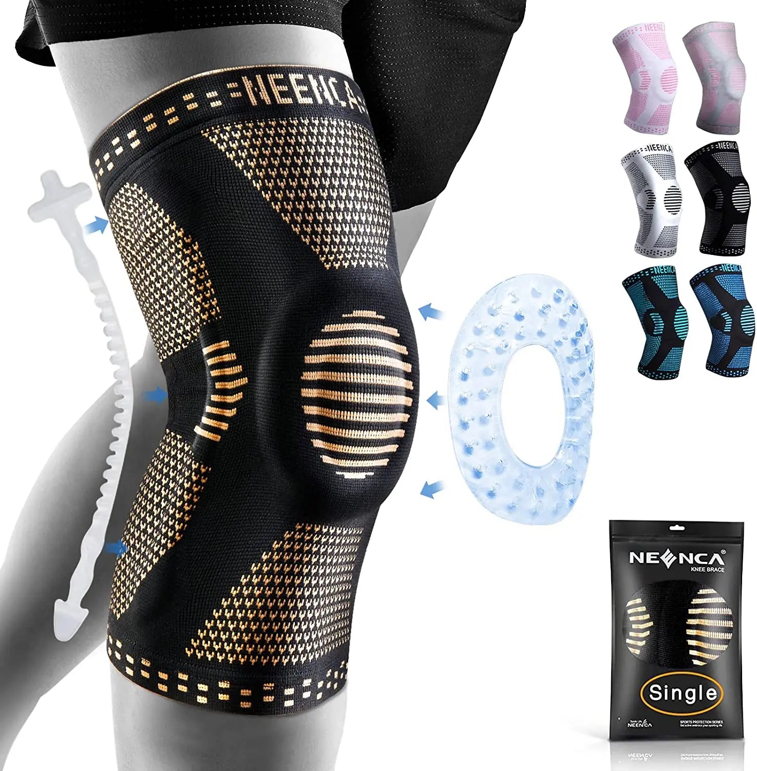 KIMLUD, NEENCA Copper Knee Brace Knee Support with Patella Gel Pad &Side Stabilizers for Knee Pain Sport Arthritis ACL Joint Pain Relief, KIMLUD Womens Clothes